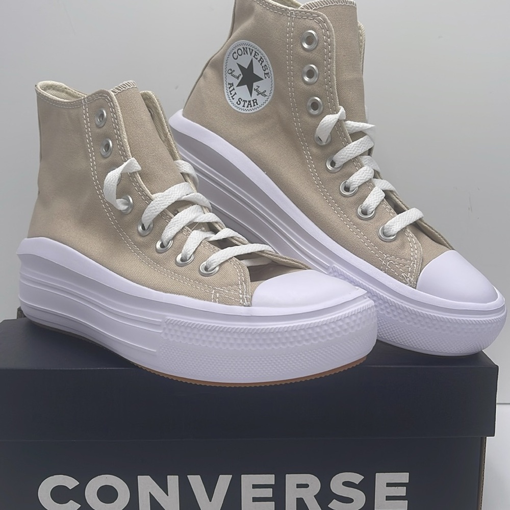 Converse WMNS A04365C CTAS MOVE HI BEACH STONE/WHITE/BEACH STONE Platforms - Picture 4 of 16